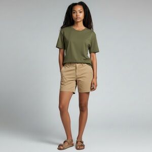 Madewell Coolmax Khaki Chino Shorts Women’s W32 Tan Stretch Cotton Summer Casual